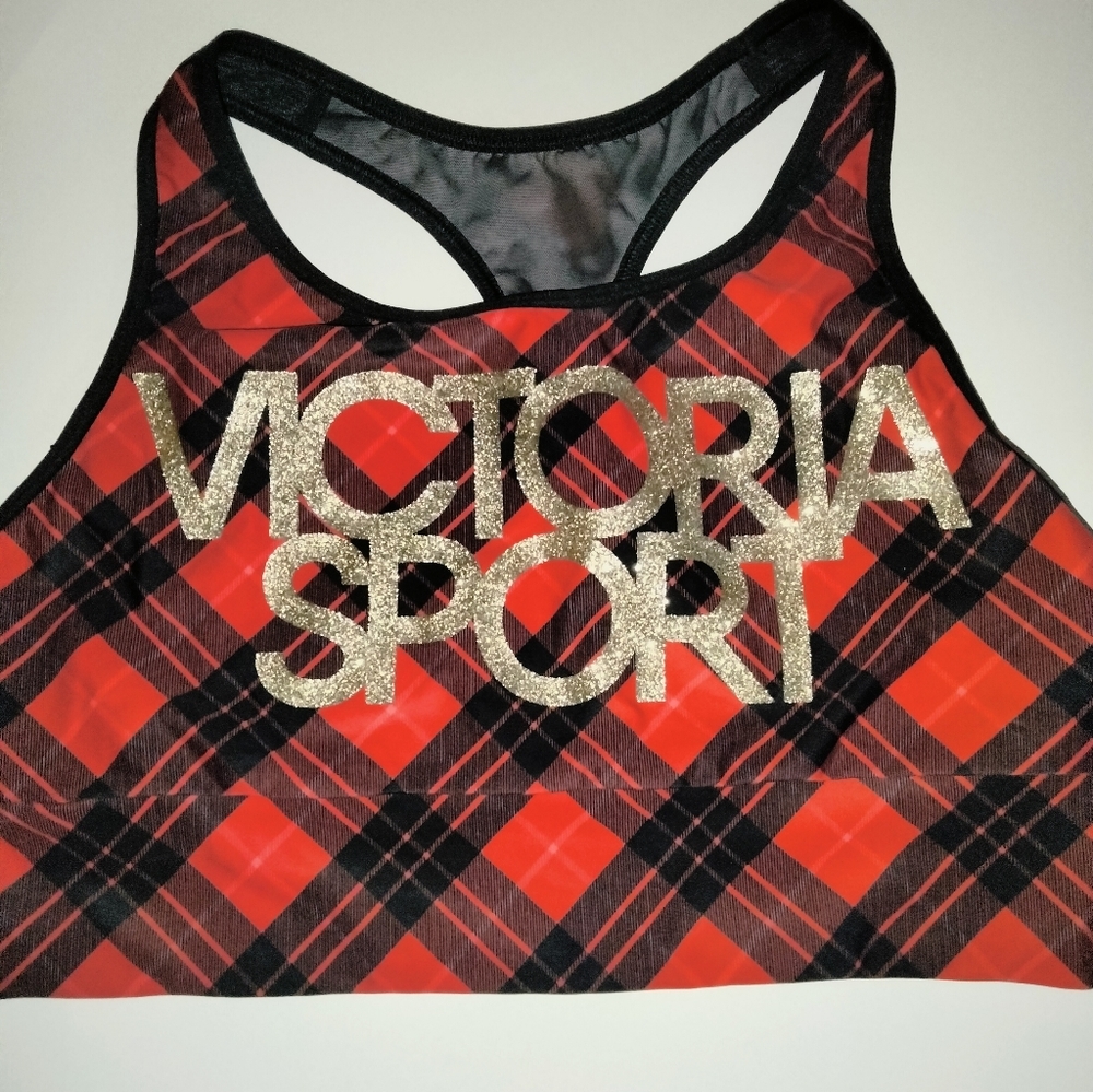 Victoria's Secret Sport (Size L) Red, Black & Gold Sports Bra